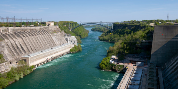 hydroelectric dam aereal view