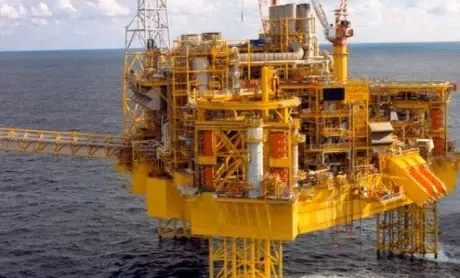 Yellow Oil rig offshore
