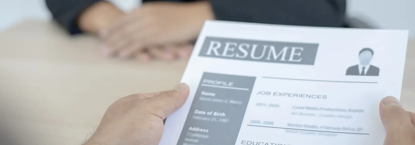resume of a person applying for a job