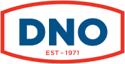 Logo of DNO, a company established in 1971, featuring bold blue letters “DNO” with a red border.